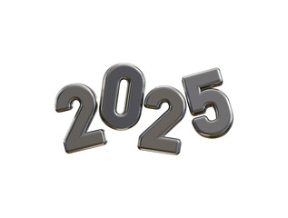 2025 New Year Silver number, Extend Warm Wishes for a Happy New Year and Merry Christmas with this silver number design 3d rendering vector illustration
