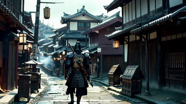 Samurai ready to fight feudal japan