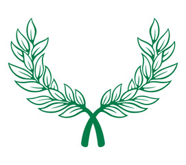 Green laurel wreath for the winner.