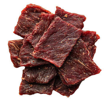 Beef jerky closeup isolated on transparent background