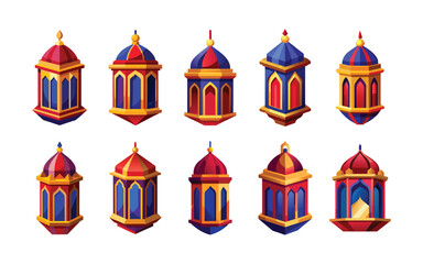 Obraz premium 3D Rendering-Decorative Mosque Set Vector 