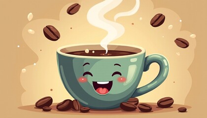 Obraz premium Сartoon funny cup of coffee