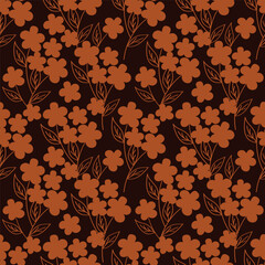 Obraz premium Flowers seamless pattern. vector illustration. Abstract flowers, floral vector with leaves