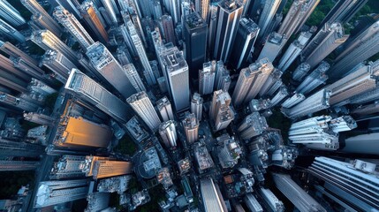 Obraz premium Aerial View of Urban City Skyscraper Landscape