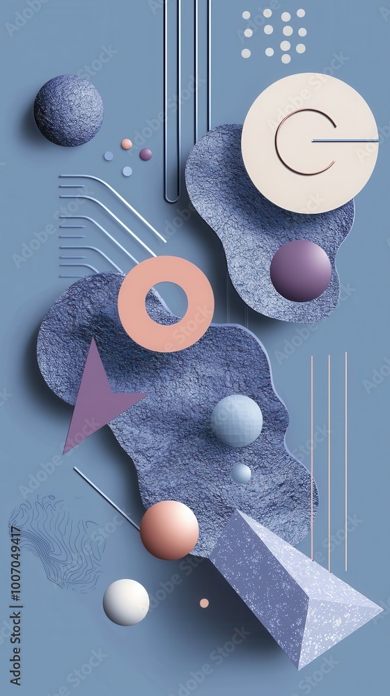 Aufkleber abstract blue background with geometric shapes and lines creating a modern artistic design