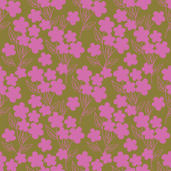 Flowers seamless pattern. vector illustration. Abstract flowers, floral vector with leaves