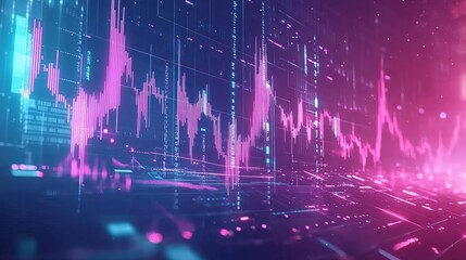 Futuristic stock market or forex trading graph, ideal for financial investment analysis, economic trend forecasting, or business concept presentations