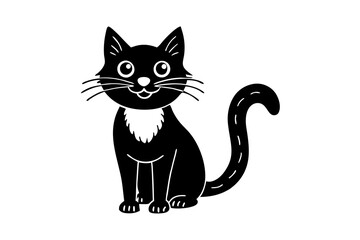 Cat icons Set in fill styles. Animal silhouettes Black Pet Symbols for templates, website designs and infographics, Drawing with children. Home animal signs vectors isolated on transparent background.