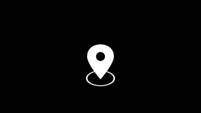 Locetion icon white color GPS animetion black background.