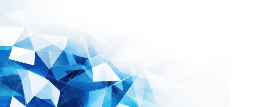Abstract geometric  design with overlapping blue transparent shapes on a white background