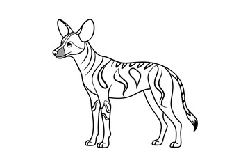 Stunning Line Drawing of African Wild Dog: Elegant Line Art Vector Design