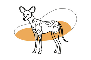 Stunning Line Drawing of African Wild Dog: Elegant Line Art Vector Design