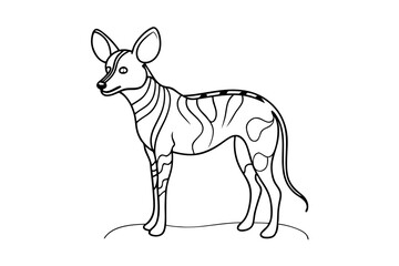 Stunning Line Drawing of African Wild Dog: Elegant Line Art Vector Design