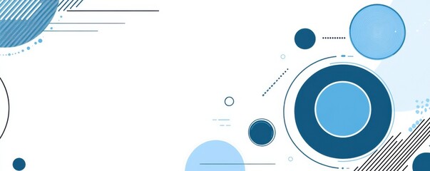 Obraz premium Abstract blue circle with geometric shapes and dotted patterns on a white background