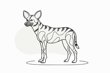 Stunning Line Drawing of African Wild Dog: Elegant Line Art Vector Design