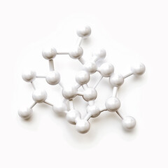 Abstract 3D White Molecular Structure - A Minimalist Rendering of Connected Spheres, Perfect for Science, Technology, and Design Concepts