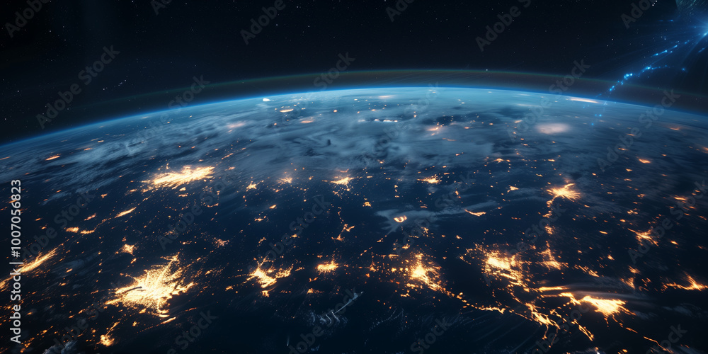 Poster global telecommunication network. internet communication technology. iot, cryptocurrency and blockch