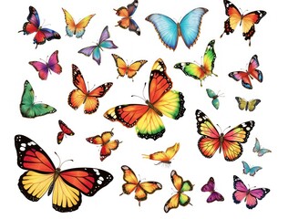 A Colorful Swarm of Butterflies in Flight