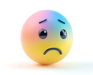 Tired multicolor emoji ball, soft shades, isolated on white