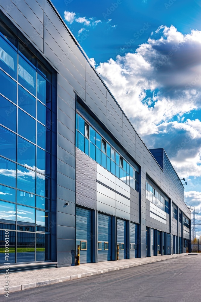Poster a large building with numerous windows, suitable for use in urban or architectural scenes