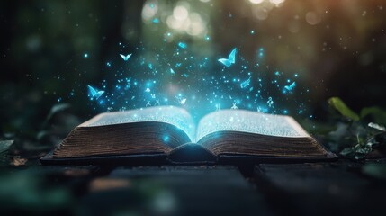 An ancient leather bound book open to a page filled with cryptic symbols and illustrations of spectral figures and mythical creatures.