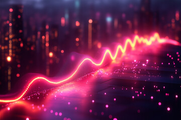 A smooth line graph showing inflation rates decreasing over time, in a minimalist, glowing design.
