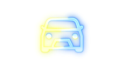 Neon icon car symbol transparent background