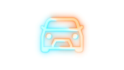 Neon icon car symbol transparent background