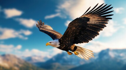 Obraz premium Majestic Eagle Soaring Through Clear Blue Sky