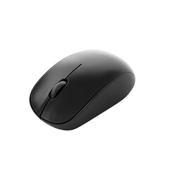 Black computer mouse on transparent background