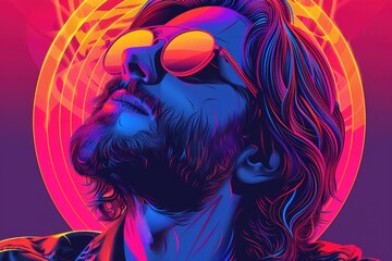 A person wearing a leather jacket, sunglasses, and a beard, suitable for use in various contexts such as fashion, lifestyle, or music-related imagery