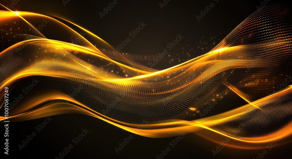 Poster luxurious gold wave design: elegant abstract background with shimmering lines