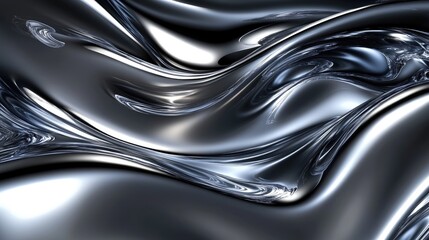 Futuristic Metallic Wave Design in Abstract 3D Chrome Background