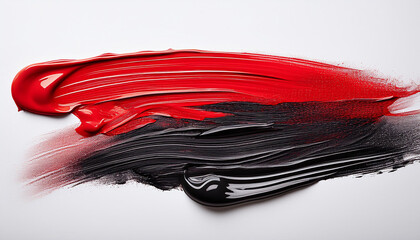 Abstract purple and yellow oil paint brushstrokes on white background.