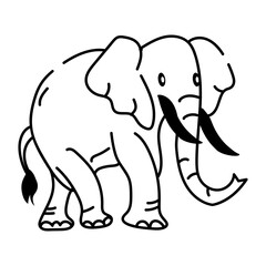 Cute elephant icon designed in drawing style 