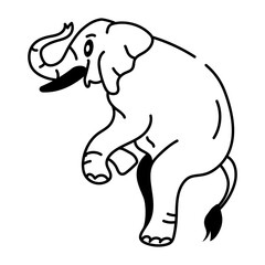 Drawing style icon of standing elephant