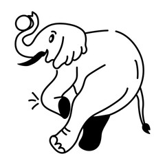 Doodle style icon of elephant ball 