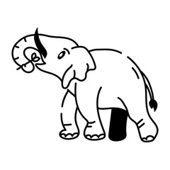 Drawing style icon of elephant eating 
