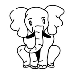 Drawing style icon of elephant mascot 