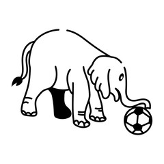A doodle style icon of elephant football 