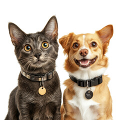 Adorable Duo: Cat and Dog Smiles transparent background