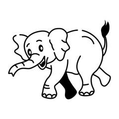 Fototapeta premium Hand drawn style icon of walking elephant 
