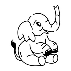 Obraz premium Doodle style icon of baby pachyderm 