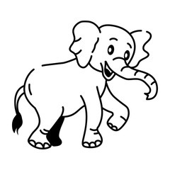 Hand drawn icon of elephant running 