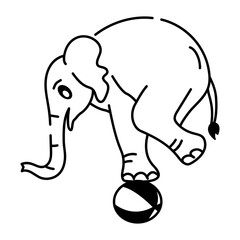Drawing icon of elephant balance on ball 