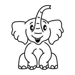 Hand drawn icon of elephant laughing 