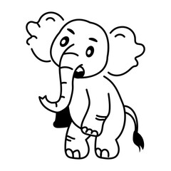 Doodle style icon of angry elephant 