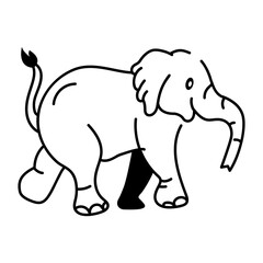 Doodle style icon of lovely elephant 