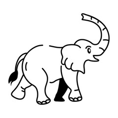 Doodle icon of funny elephant 