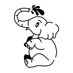 Drawing style icon of elephant fun  